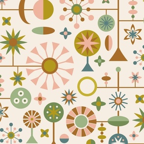 Mid Century Geometrics //  Duvet Cover and Wallpaper SCALE