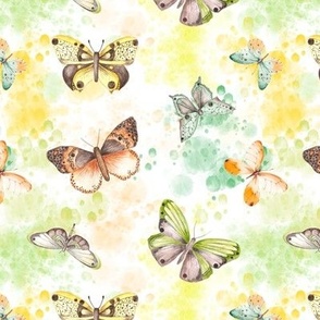 Green and Yellow Watercolor Butterflies