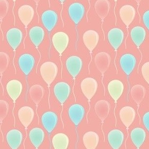 small scale party balloons - retro/coral