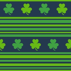 Large Scale Green Shamrocks and Stripes on Navy