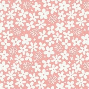 ditsy floral - white on pink