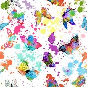 Rainbow Paint Splatter Butterflies 1