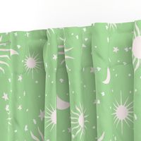 Baby sundance moons suns and stars green and white neutral by Jac Slade