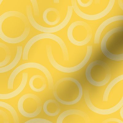 Geometric Cream Semi-Circle Lines on Canary Yellow Background