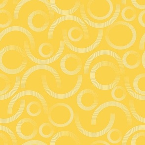 Geometric Cream Semi-Circle Lines on Canary Yellow Background