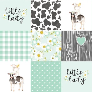 Farm//Love you till the cows come home//Little Lady/Mint - Wholecloth Cheater Quilt