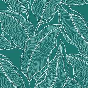 medium-Lost in the Jungle Leaves_deep turquoise