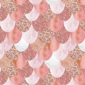 Rosy Mermaid Scales | Mermaid Scales & Glitter | Gold, Blush Pink & Pink