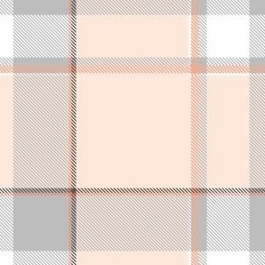 Plaid in pale cream pink, pastel gray and white
