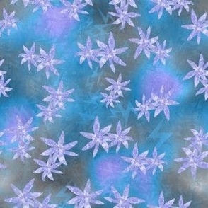 Mississippi zigzag background with flowers aquamarine, grey and periwinkle