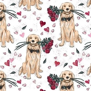 Valentine’s Day sweet dog with roses