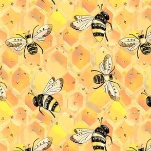 Sweet Honey Bees Spring | Bees, Honeycomb & Glitter | Yellow & Gold