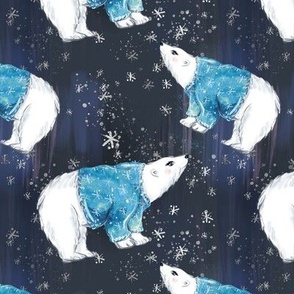 Enchanted Winter Polar Bear Starry sky