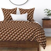 Retro check earthy brown beige houndstooth