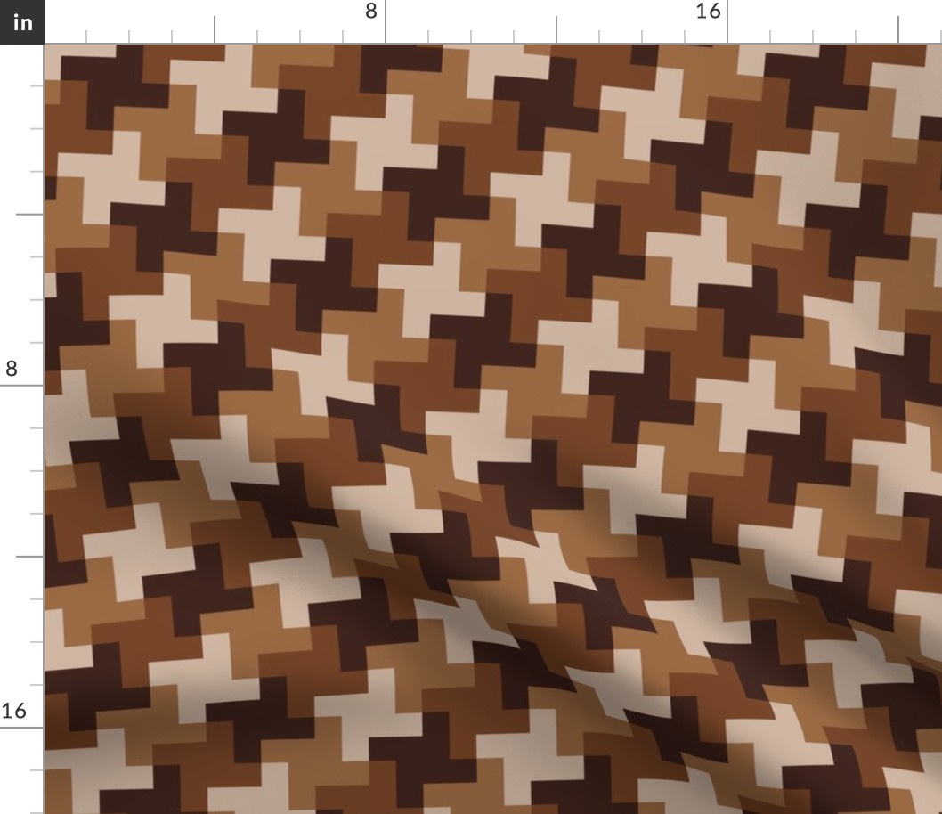Retro check earthy brown beige houndstooth