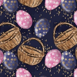 whimsy Easter Egg hunt | pupae, pink, polka dot and gold glitter
