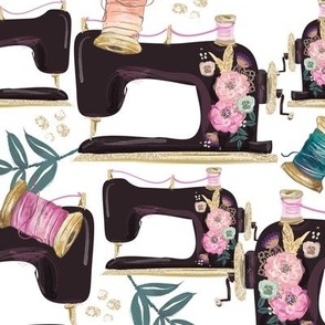 whimsical Couture | Floral vintage sewing  machine & threads