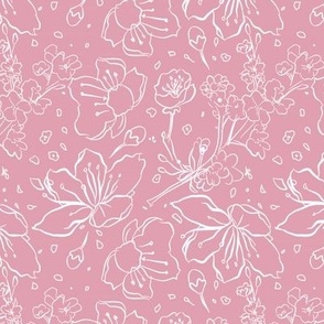 Cherry blossoms floral outlines neutral blush