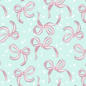Whimsical Blush mint ribbon bows confetti