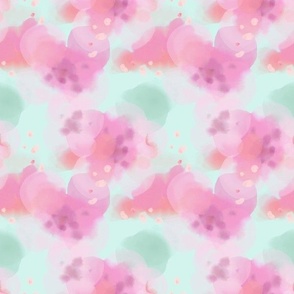 Pink & Mint abstract watercolor floral