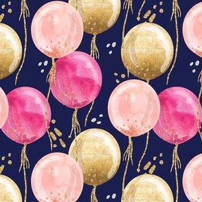 Birthday Queen Balloons | Gold, Rose Pink & Navy
