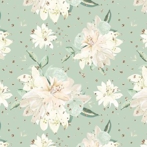 Floral Spring Nature | Lush Flowers & Glitter | Green, Pink & Gold