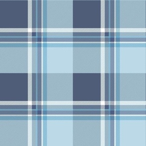Nautical plaid in dusty navy, light blue and white