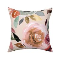 Roses - Romantic floral bouquet - Watercolor roses floral - Vanilla - Jumbo - Large floral