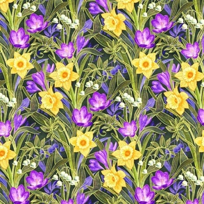 Spring Floral with Daffodils, Crocuses and Lily of the Valley - medium