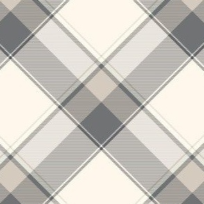 Plaid in taupe, gray, ivory, cream and beige - diagonal
