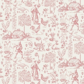 CHICKEN FARM - LINEN WITH PINK