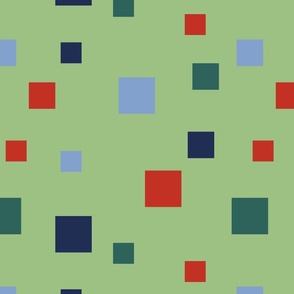 Navy, light blue, dark green and red squares - Large scale
