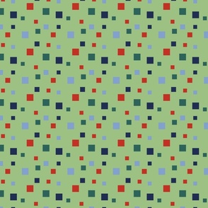 Navy, light blue, dark green and red squares - Small scale