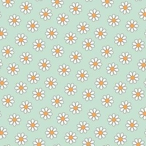 MINI retro daisy fabric - vintage 70s girls cute boho design