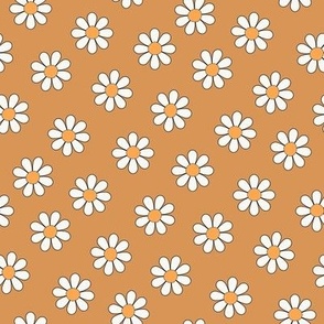 SMALL retro daisy fabric - vintage 70s girls cute boho design