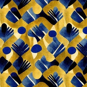abstract shapes in royal blue and yellow