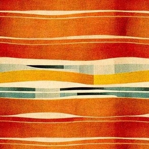 horizontal orange and turquoise stripes