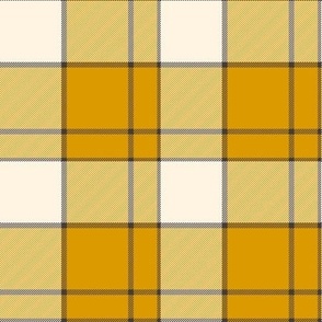 Plaid in orange, black and cream 