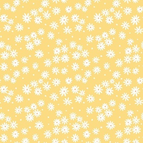Daisy Meadow - white and orange on yellow