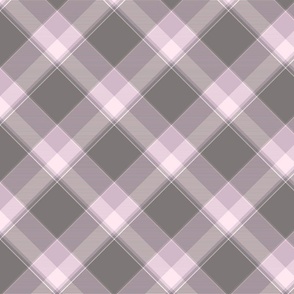 Plaid in pink and gray - diagonal 