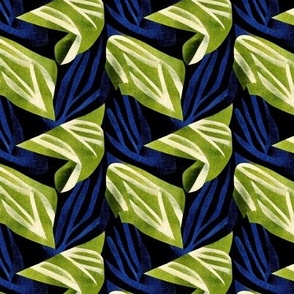 cheese plant leaves in lime green and royal blue