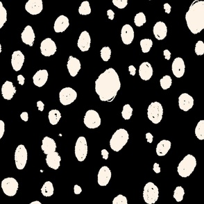 LARGE spots fabric for home decor - bold graphic spot print for interiors, fabric, wallpaper, home decor - black and cream