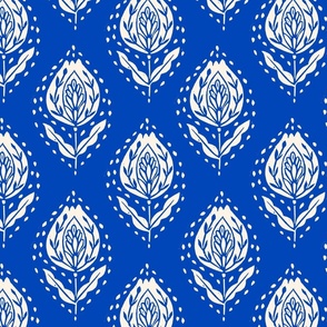 block print floral ogee fabric for home decor - interiors bold graphic designer print