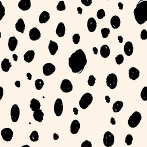 LARGE spots fabric for home decor - bold graphic spot print for interiors, fabric, wallpaper, home decor - black and cream
