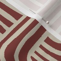 Modern Maze Mudcloth - in Burnt Red and Bisque Tan