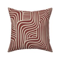 Modern Maze Mudcloth - in Burnt Red and Bisque Tan