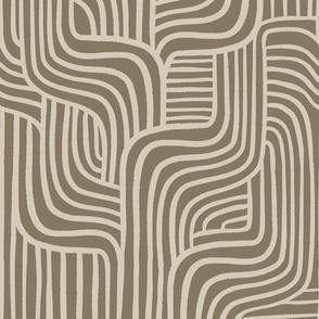 Modern Maze Mudcloth in Mocha Brown and beige
