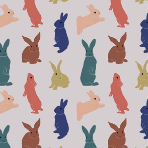 Happy Rabbits - Muted Multicolor and Gray