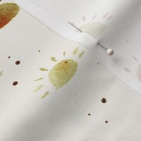 happy sunshine in earthy neutral shades - watercolor minimal suns with splatters - modern sun for nursery home decor b103-6