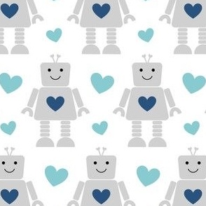 Blue Robots Valentine SMALL